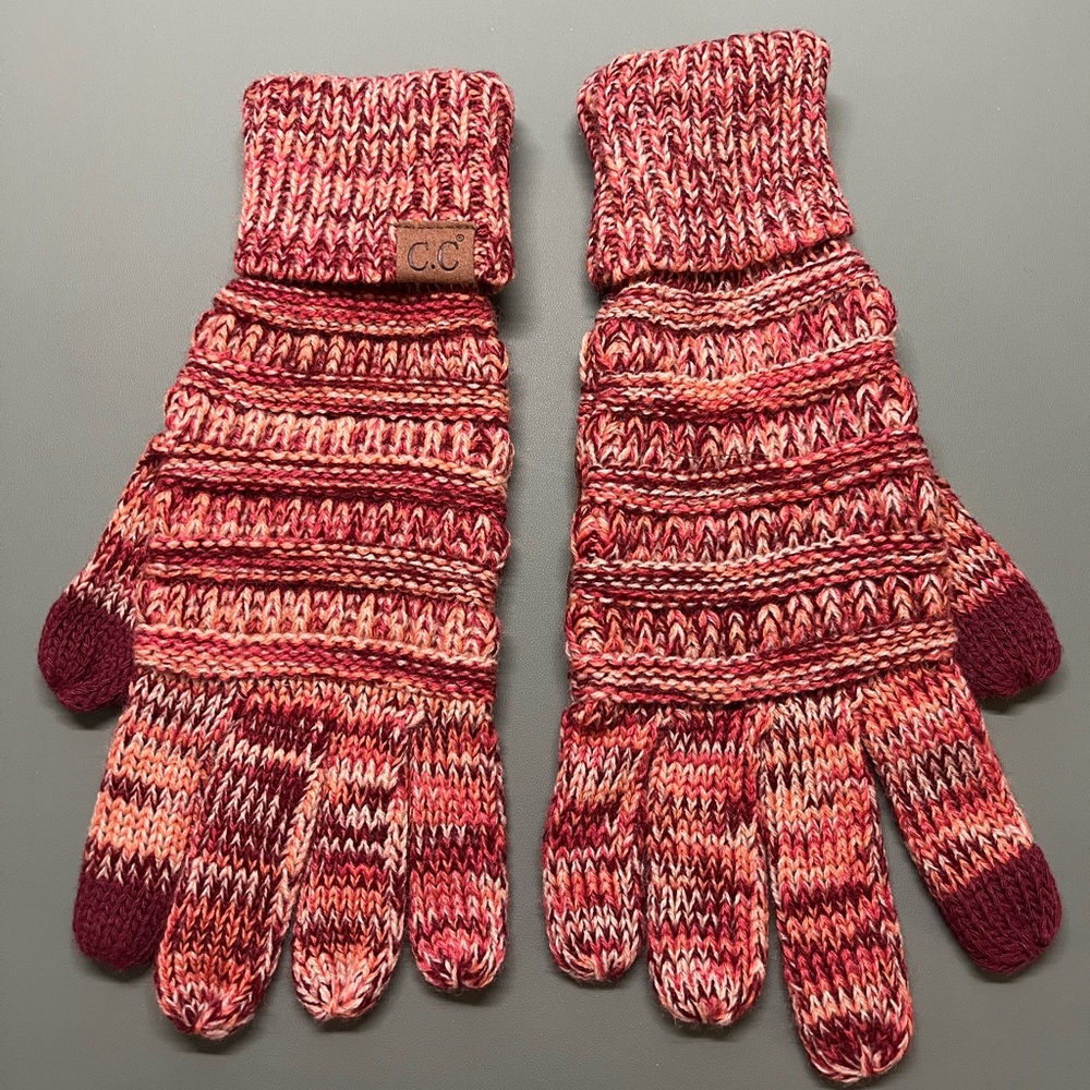 C.C Exclusive Knit Gloves in Maroon, Red and Pink NWOT